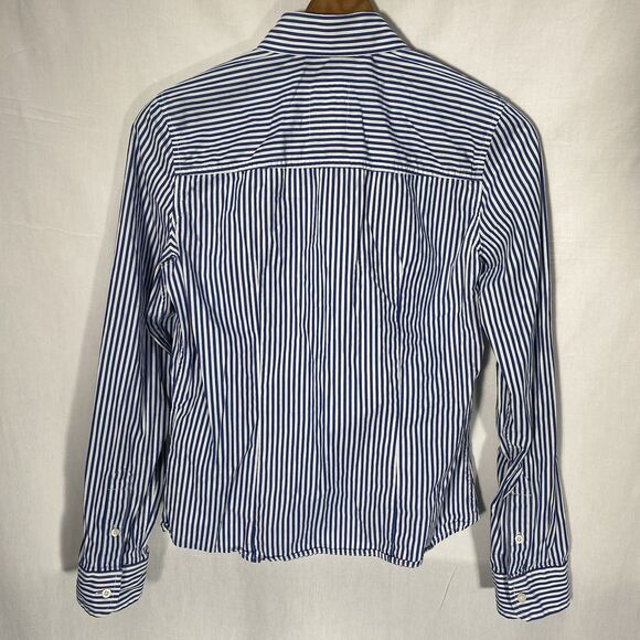 HOLLISTER Shirt Button Down Striped Long Sleeve 100% Cotton Womens S Blue White - Picture 3 of 10